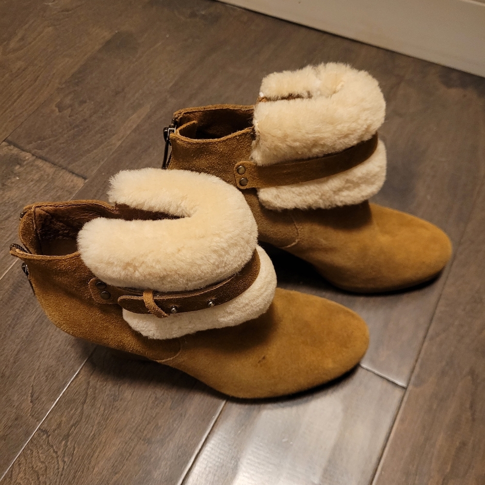 Genuine UGG suede shearling ankle boots.